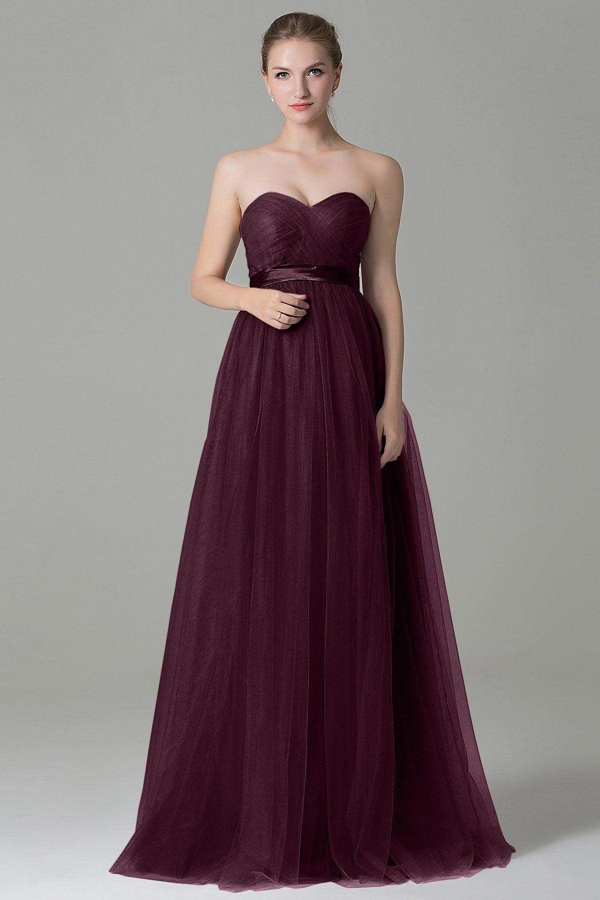 Sheath-Column Floor Length Tulle Bridesmaid Dress COZF1500B - COCOMELODY